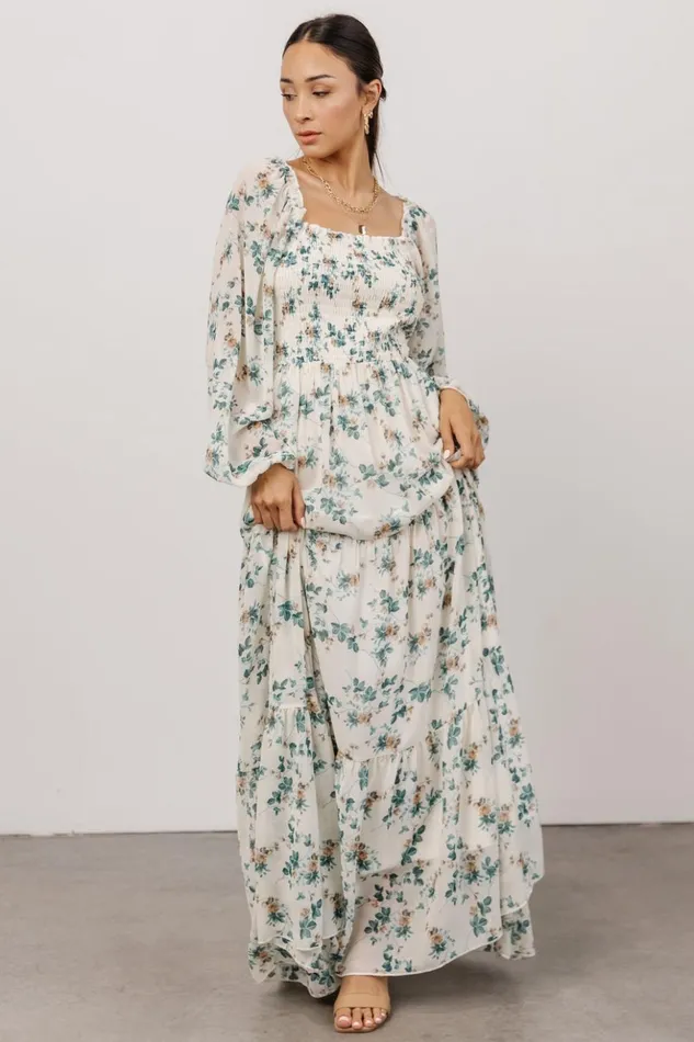 Baltic Born Bump Friendly Isabela Smocked Maxi Dress Ivory Topaz Floral 8211 Women Baltic Born Bump Friendly Isabela Smocked Maxi Dress Ivory Topaz Floral 8211 Women