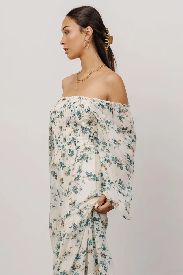 Baltic Born Bump Friendly Isabela Smocked Maxi Dress Ivory Topaz Floral 8211 Women Baltic Born Bump Friendly Isabela Smocked Maxi Dress Ivory Topaz Floral 8211 Women