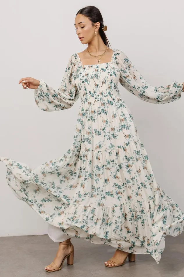 Baltic Born Bump Friendly Isabela Smocked Maxi Dress Ivory Topaz Floral 8211 Women Baltic Born Bump Friendly Isabela Smocked Maxi Dress Ivory Topaz Floral 8211 Women