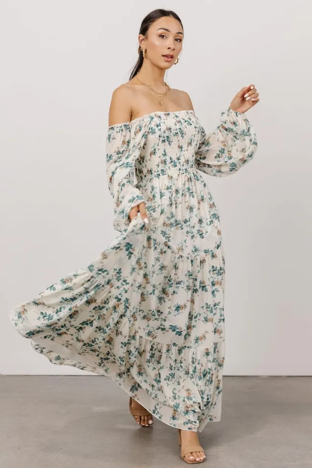 Baltic Born Bump Friendly Isabela Smocked Maxi Dress Ivory Topaz Floral 8211 Women Baltic Born Bump Friendly Isabela Smocked Maxi Dress Ivory Topaz Floral 8211 Women