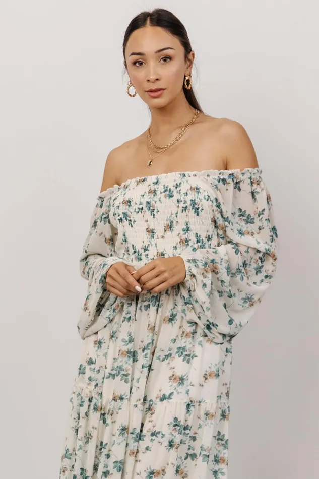 Baltic Born Bump Friendly Isabela Smocked Maxi Dress Ivory Topaz Floral 8211 Women Baltic Born Bump Friendly Isabela Smocked Maxi Dress Ivory Topaz Floral 8211 Women