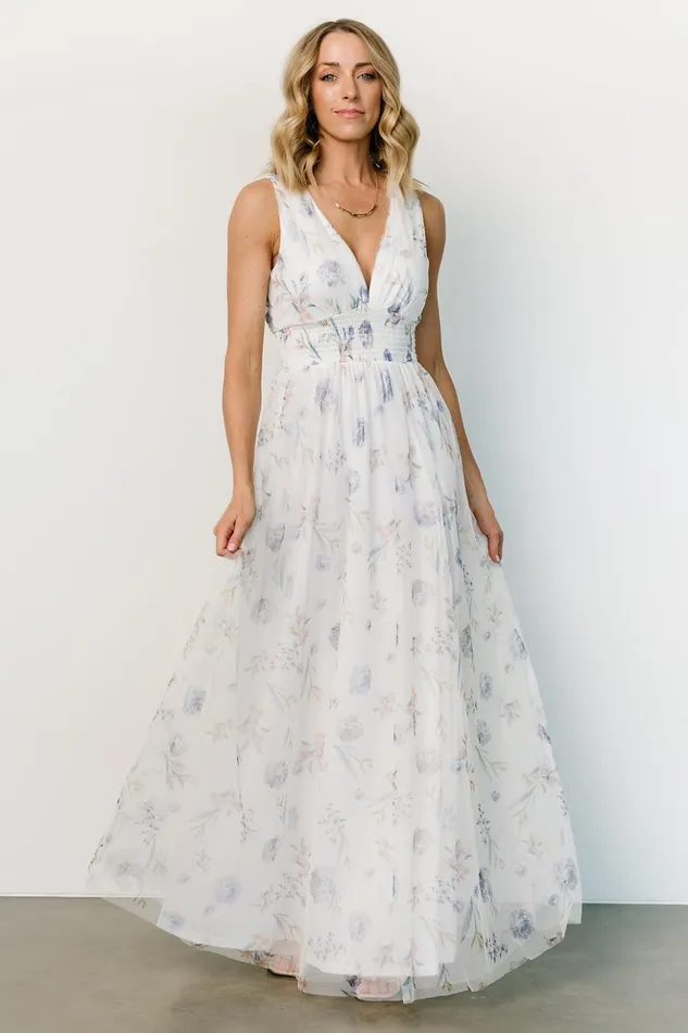 Baltic Born Bump Friendly Kamila Tulle Maxi Dress White Floral 8211 Women
