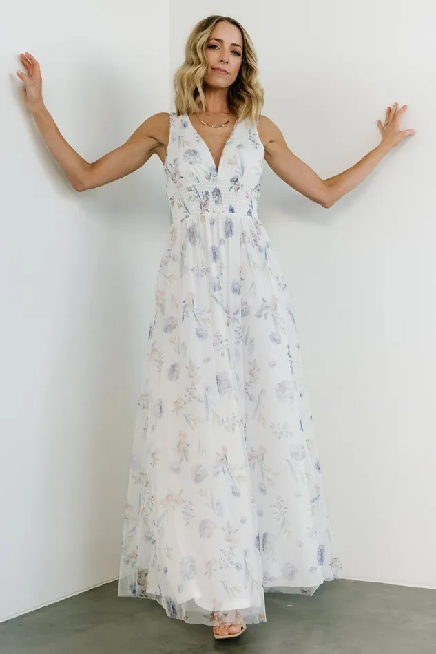 Baltic Born Bump Friendly Kamila Tulle Maxi Dress White Floral 8211 Women Baltic Born Bump Friendly Kamila Tulle Maxi Dress White Floral 8211 Women