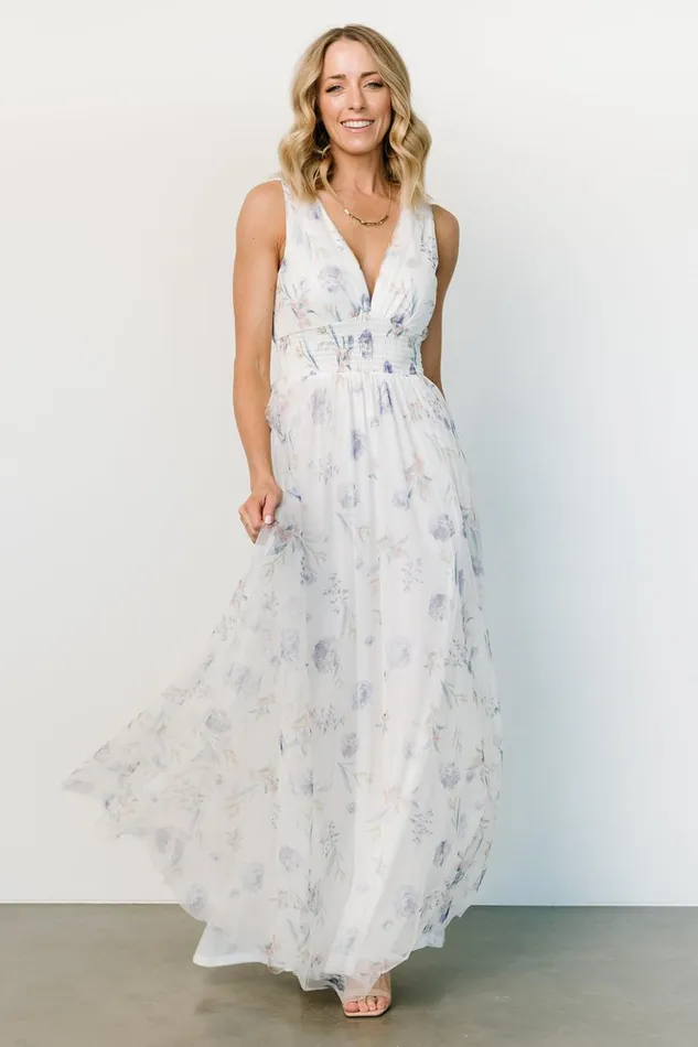 Baltic Born Bump Friendly Kamila Tulle Maxi Dress White Floral 8211 Women Baltic Born Bump Friendly Kamila Tulle Maxi Dress White Floral 8211 Women