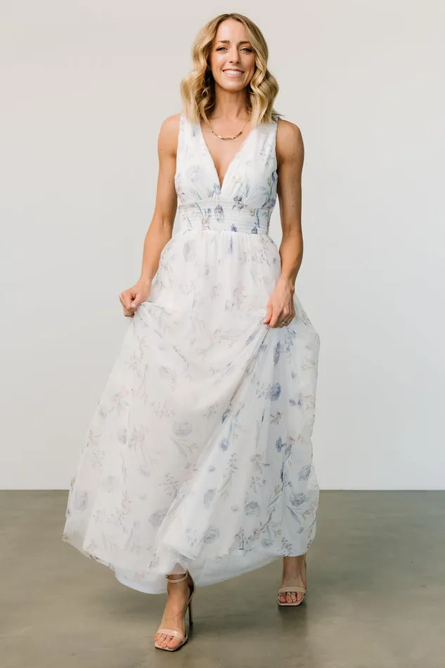 Baltic Born Bump Friendly Kamila Tulle Maxi Dress White Floral 8211 Women Baltic Born Bump Friendly Kamila Tulle Maxi Dress White Floral 8211 Women