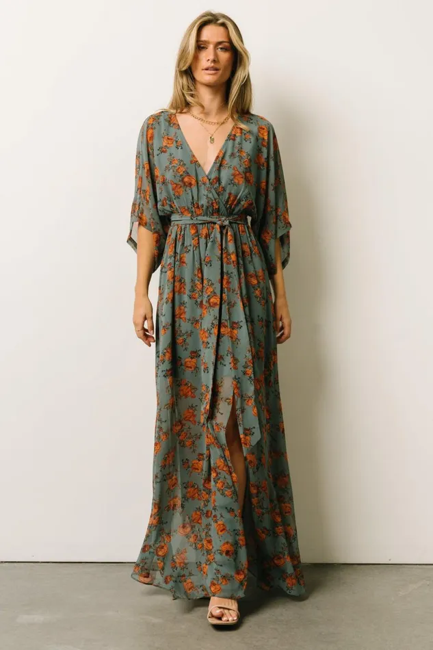 Baltic Born Bump Friendly Kia Kimono Maxi Dress Dusty Blue Floral 8211 Women Baltic Born Bump Friendly Kia Kimono Maxi Dress Dusty Blue Floral 8211 Women