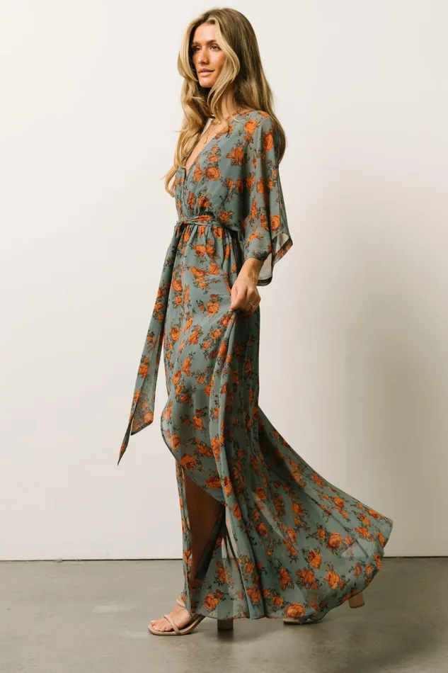 Baltic Born Bump Friendly Kia Kimono Maxi Dress Dusty Blue Floral 8211 Women Baltic Born Bump Friendly Kia Kimono Maxi Dress Dusty Blue Floral 8211 Women