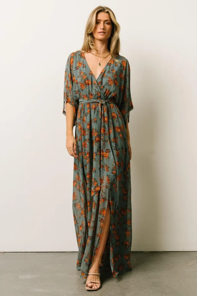 Baltic Born Bump Friendly Kia Kimono Maxi Dress Dusty Blue Floral 8211 Women Baltic Born Bump Friendly Kia Kimono Maxi Dress Dusty Blue Floral 8211 Women