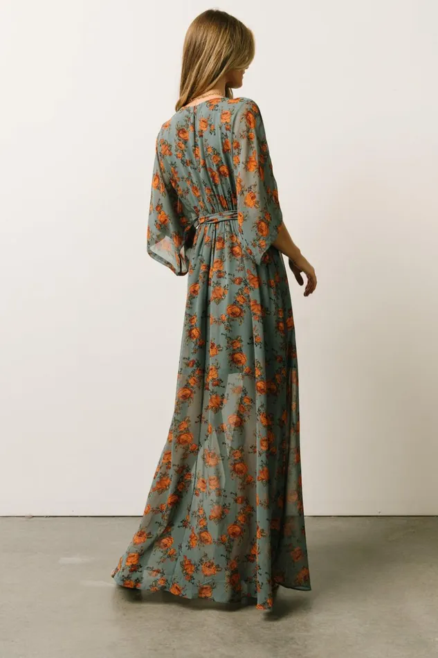 Baltic Born Bump Friendly Kia Kimono Maxi Dress Dusty Blue Floral 8211 Women Baltic Born Bump Friendly Kia Kimono Maxi Dress Dusty Blue Floral 8211 Women