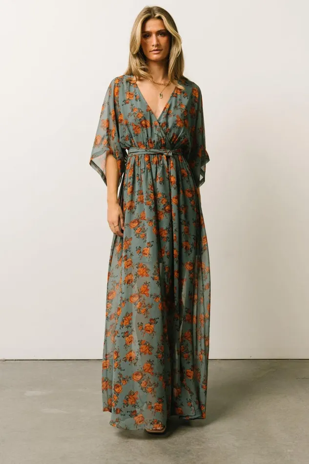 Baltic Born Bump Friendly Kia Kimono Maxi Dress Dusty Blue Floral 8211 Women Baltic Born Bump Friendly Kia Kimono Maxi Dress Dusty Blue Floral 8211 Women