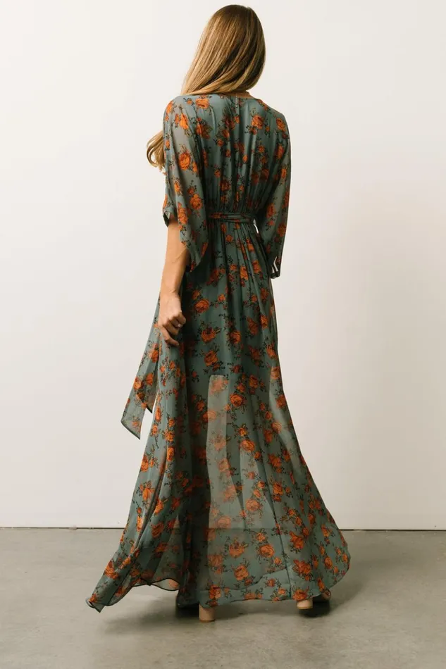 Baltic Born Bump Friendly Kia Kimono Maxi Dress Dusty Blue Floral 8211 Women Baltic Born Bump Friendly Kia Kimono Maxi Dress Dusty Blue Floral 8211 Women