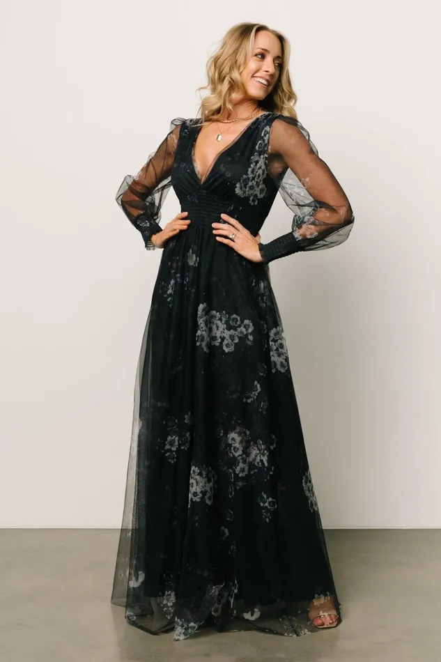 Baltic Born Bump Friendly Layla Tulle Maxi Dress Navy Multi 8211 Women
