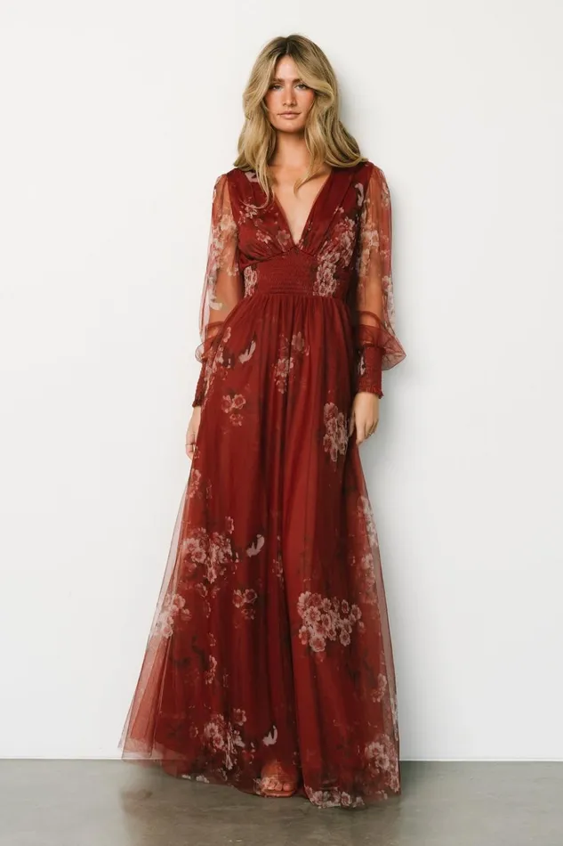 Baltic Born Bump Friendly Layla Tulle Maxi Dress Rust Floral 8211 Women