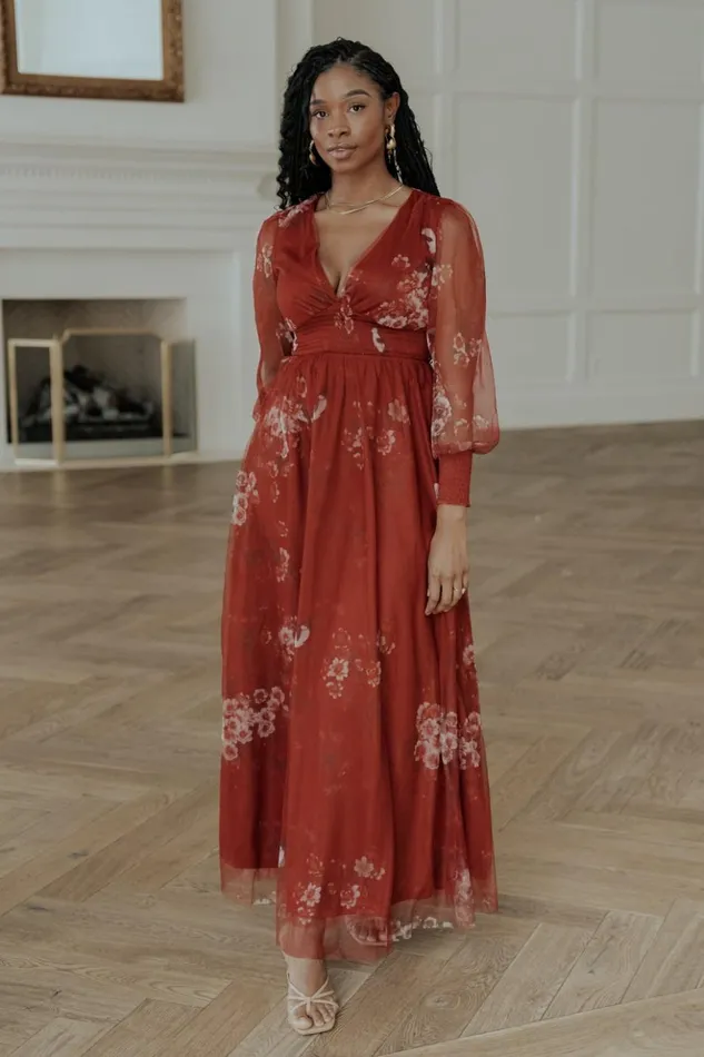 Baltic Born Bump Friendly Layla Tulle Maxi Dress Rust Floral 8211 Women Baltic Born Bump Friendly Layla Tulle Maxi Dress Rust Floral 8211 Women