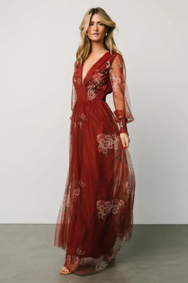 Baltic Born Bump Friendly Layla Tulle Maxi Dress Rust Floral 8211 Women Baltic Born Bump Friendly Layla Tulle Maxi Dress Rust Floral 8211 Women