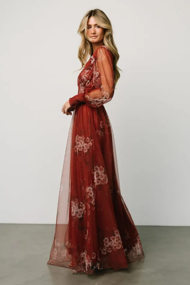 Baltic Born Bump Friendly Layla Tulle Maxi Dress Rust Floral 8211 Women Baltic Born Bump Friendly Layla Tulle Maxi Dress Rust Floral 8211 Women