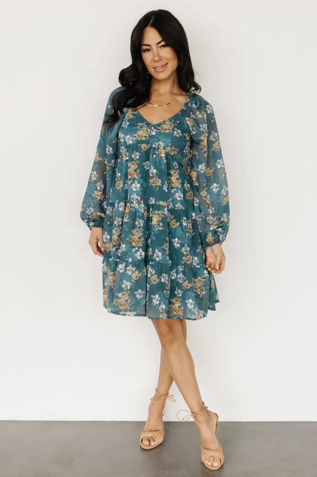 Baltic Born Bump Friendly Lombard Tiered Dress Blue Gold 8211 Women