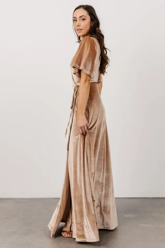 Baltic Born Bump Friendly Meghan Velvet Wrap Maxi Dress Champagne 8211 Women Baltic Born Bump Friendly Meghan Velvet Wrap Maxi Dress Champagne 8211 Women