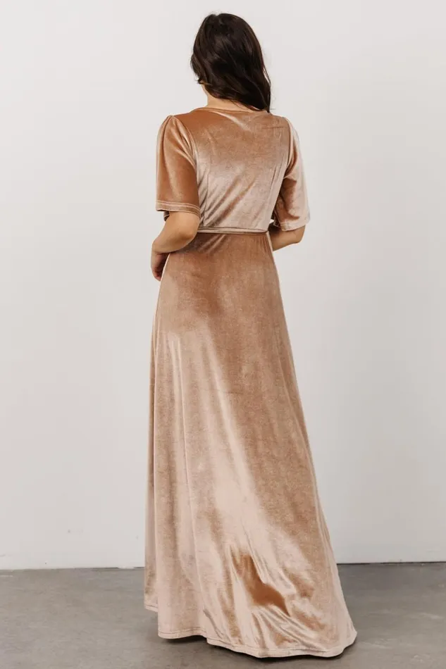 Baltic Born Bump Friendly Meghan Velvet Wrap Maxi Dress Champagne 8211 Women Baltic Born Bump Friendly Meghan Velvet Wrap Maxi Dress Champagne 8211 Women