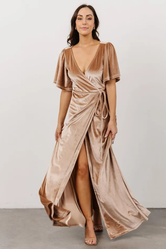 Baltic Born Bump Friendly Meghan Velvet Wrap Maxi Dress Champagne 8211 Women Baltic Born Bump Friendly Meghan Velvet Wrap Maxi Dress Champagne 8211 Women