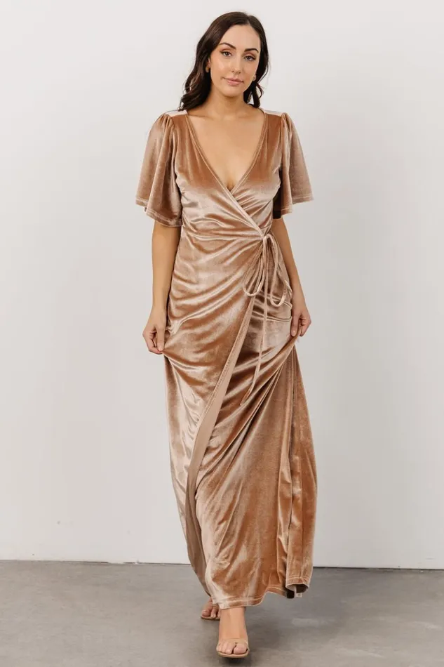 Baltic Born Bump Friendly Meghan Velvet Wrap Maxi Dress Champagne 8211 Women Baltic Born Bump Friendly Meghan Velvet Wrap Maxi Dress Champagne 8211 Women