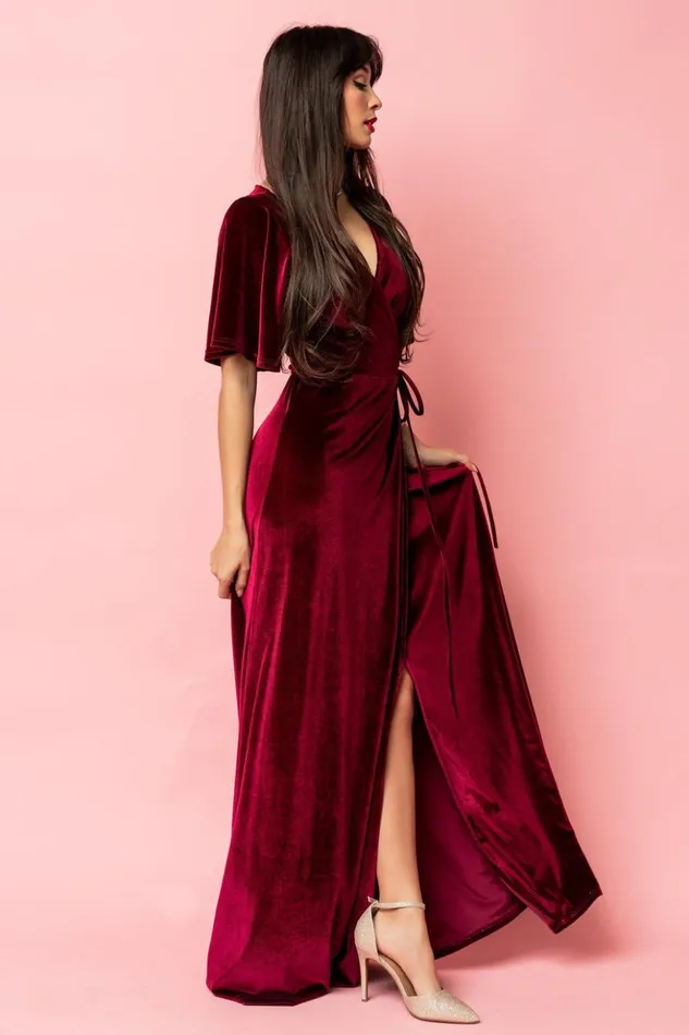 Baltic Born Bump Friendly Meghan Velvet Wrap Maxi Dress Mulberry 8211 Women Baltic Born Bump Friendly Meghan Velvet Wrap Maxi Dress Mulberry 8211 Women
