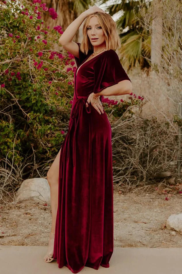 Baltic Born Bump Friendly Meghan Velvet Wrap Maxi Dress Mulberry 8211 Women Baltic Born Bump Friendly Meghan Velvet Wrap Maxi Dress Mulberry 8211 Women