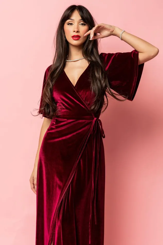 Baltic Born Bump Friendly Meghan Velvet Wrap Maxi Dress Mulberry 8211 Women Baltic Born Bump Friendly Meghan Velvet Wrap Maxi Dress Mulberry 8211 Women