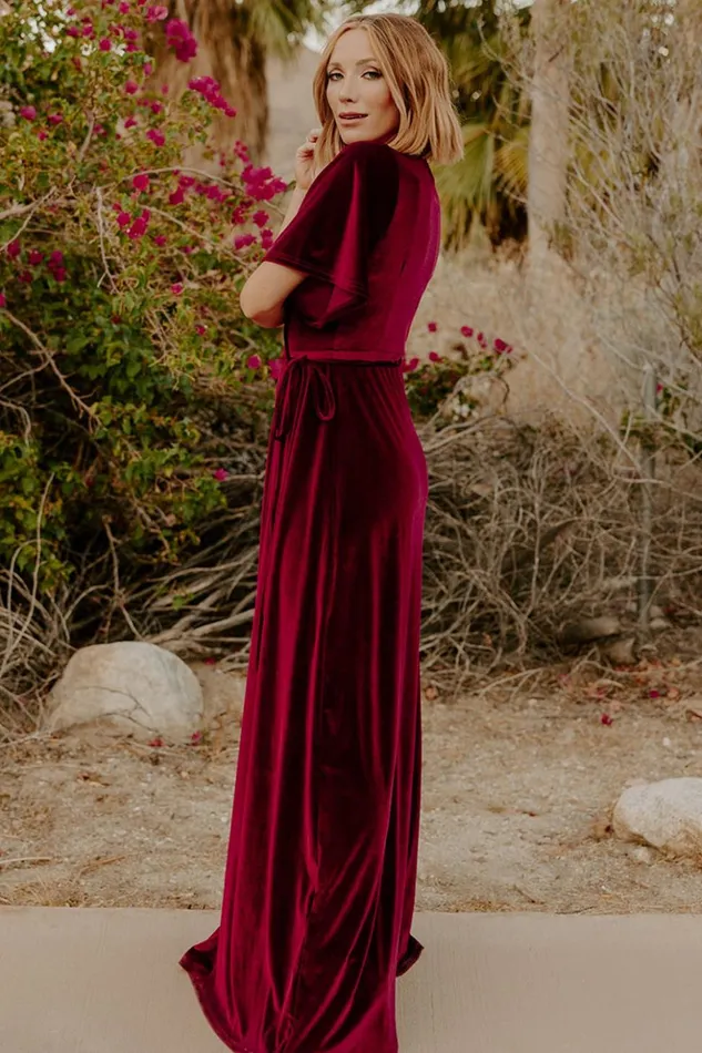 Baltic Born Bump Friendly Meghan Velvet Wrap Maxi Dress Mulberry 8211 Women Baltic Born Bump Friendly Meghan Velvet Wrap Maxi Dress Mulberry 8211 Women