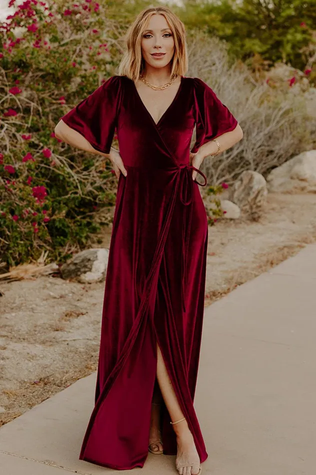 Baltic Born Bump Friendly Meghan Velvet Wrap Maxi Dress Mulberry 8211 Women Baltic Born Bump Friendly Meghan Velvet Wrap Maxi Dress Mulberry 8211 Women