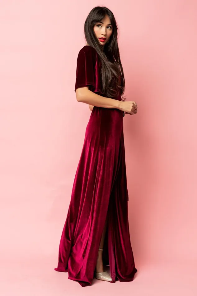 Baltic Born Bump Friendly Meghan Velvet Wrap Maxi Dress Mulberry 8211 Women Baltic Born Bump Friendly Meghan Velvet Wrap Maxi Dress Mulberry 8211 Women