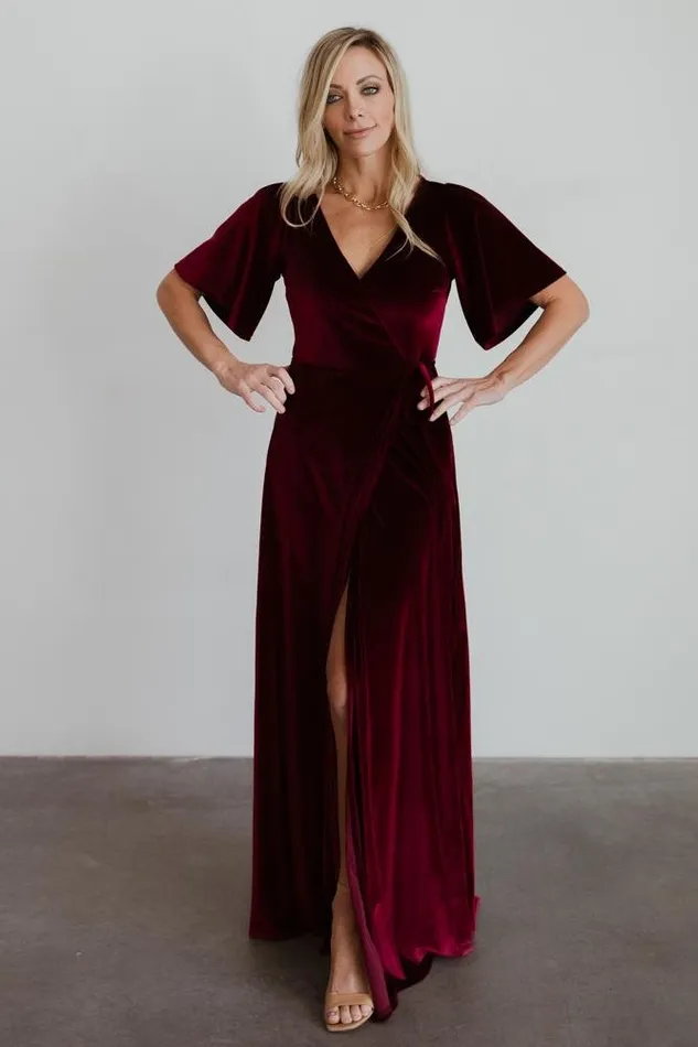 Baltic Born Bump Friendly Meghan Velvet Wrap Maxi Dress Mulberry 8211 Women Baltic Born Bump Friendly Meghan Velvet Wrap Maxi Dress Mulberry 8211 Women