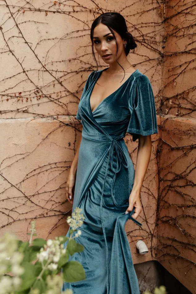 Baltic Born Bump Friendly Meghan Velvet Wrap Maxi Dress Persian Blue 8211 Women Baltic Born Bump Friendly Meghan Velvet Wrap Maxi Dress Persian Blue 8211 Women