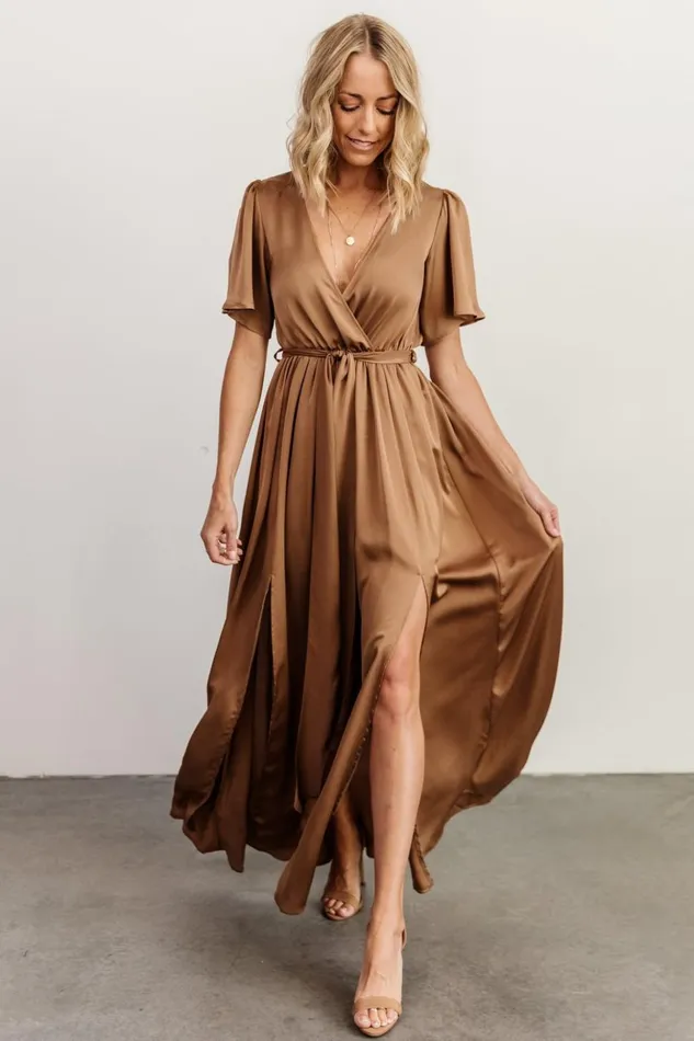 Baltic Born Bump Friendly Sicily Satin Maxi Dress Mocha 8211 Women