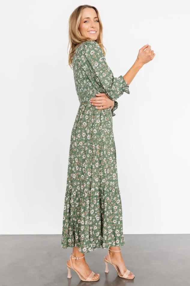 Baltic Born Bump Friendly Tarryn Smocked Midi Dress Olive Floral 8211 Women Baltic Born Bump Friendly Tarryn Smocked Midi Dress Olive Floral 8211 Women
