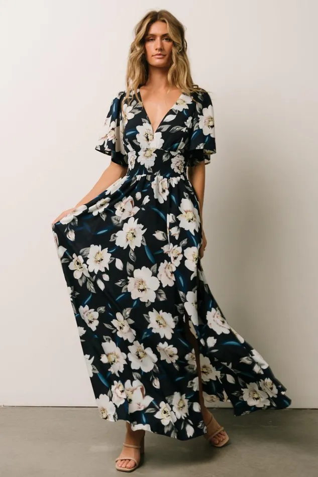Baltic Born Bump Friendly Verona Smocked Maxi Dress Navy White Floral 8211 Women Baltic Born Bump Friendly Verona Smocked Maxi Dress Navy White Floral 8211 Women