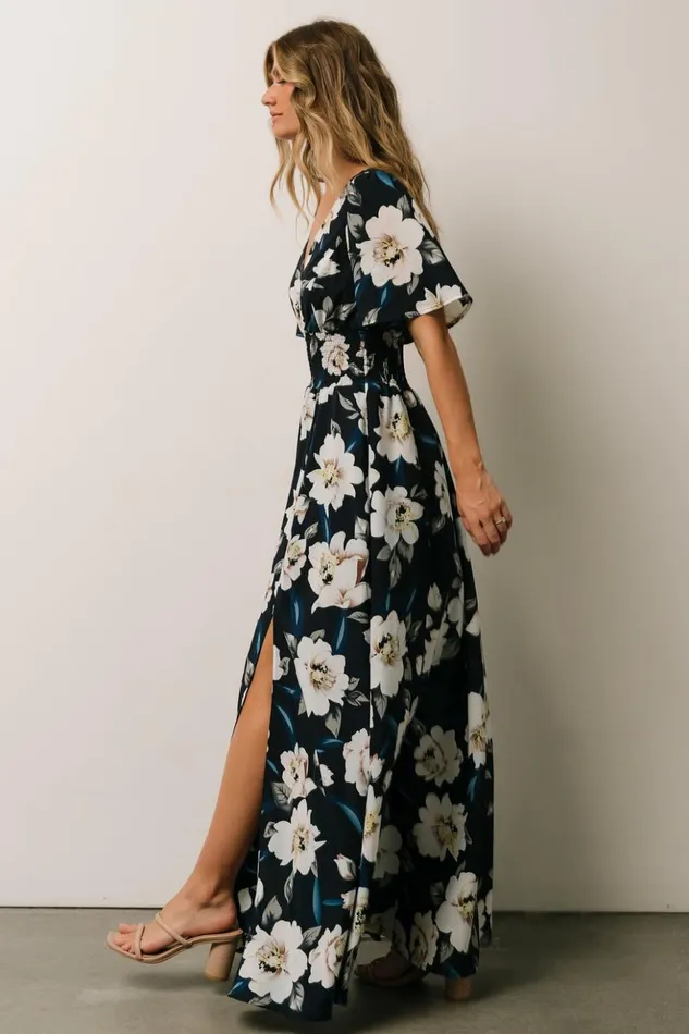 Baltic Born Bump Friendly Verona Smocked Maxi Dress Navy White Floral 8211 Women Baltic Born Bump Friendly Verona Smocked Maxi Dress Navy White Floral 8211 Women