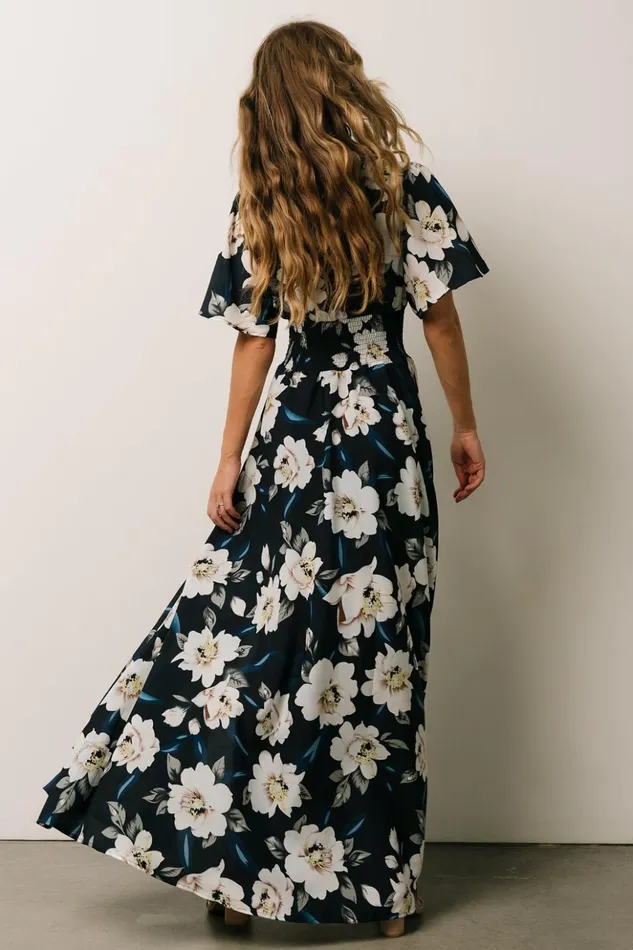 Baltic Born Bump Friendly Verona Smocked Maxi Dress Navy White Floral 8211 Women Baltic Born Bump Friendly Verona Smocked Maxi Dress Navy White Floral 8211 Women