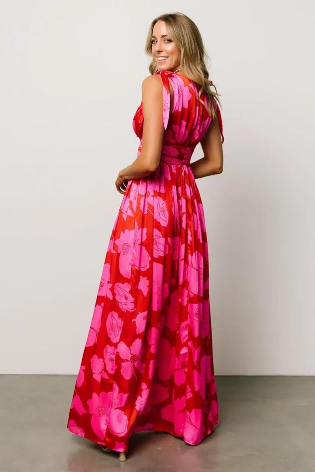 Baltic Born Bump Friendly Zoe Tie Maxi Dress Red Pink 8211 Women Baltic Born Bump Friendly Zoe Tie Maxi Dress Red Pink 8211 Women