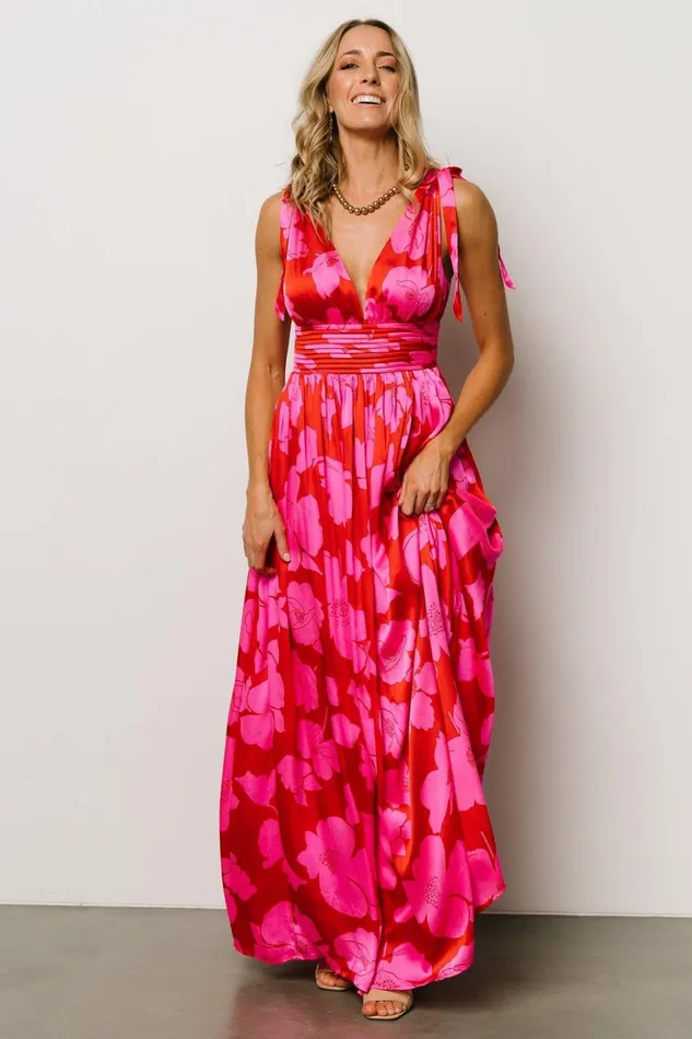 Baltic Born Bump Friendly Zoe Tie Maxi Dress Red Pink 8211 Women Baltic Born Bump Friendly Zoe Tie Maxi Dress Red Pink 8211 Women
