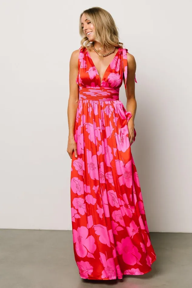 Baltic Born Bump Friendly Zoe Tie Maxi Dress Red Pink 8211 Women Baltic Born Bump Friendly Zoe Tie Maxi Dress Red Pink 8211 Women