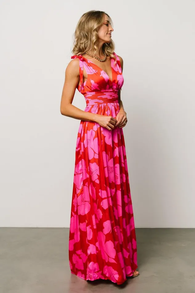 Baltic Born Bump Friendly Zoe Tie Maxi Dress Red Pink 8211 Women Baltic Born Bump Friendly Zoe Tie Maxi Dress Red Pink 8211 Women