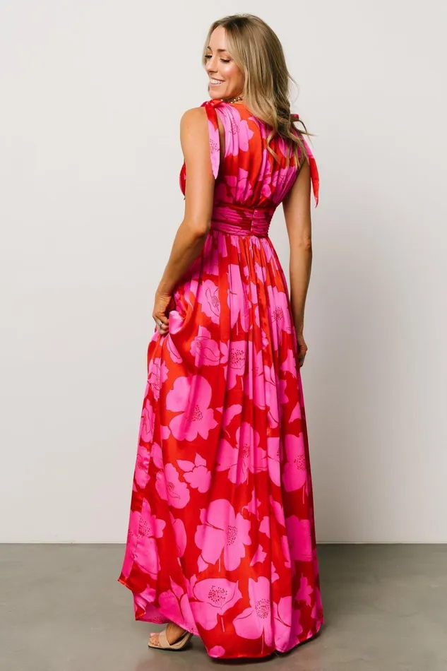 Baltic Born Bump Friendly Zoe Tie Maxi Dress Red Pink 8211 Women Baltic Born Bump Friendly Zoe Tie Maxi Dress Red Pink 8211 Women