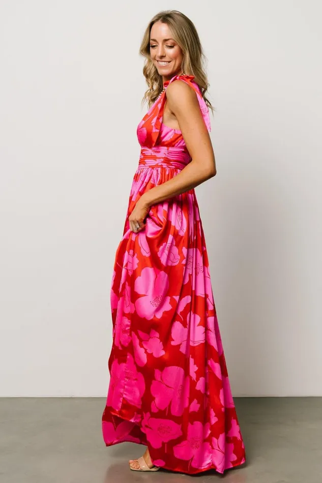 Baltic Born Bump Friendly Zoe Tie Maxi Dress Red Pink 8211 Women Baltic Born Bump Friendly Zoe Tie Maxi Dress Red Pink 8211 Women
