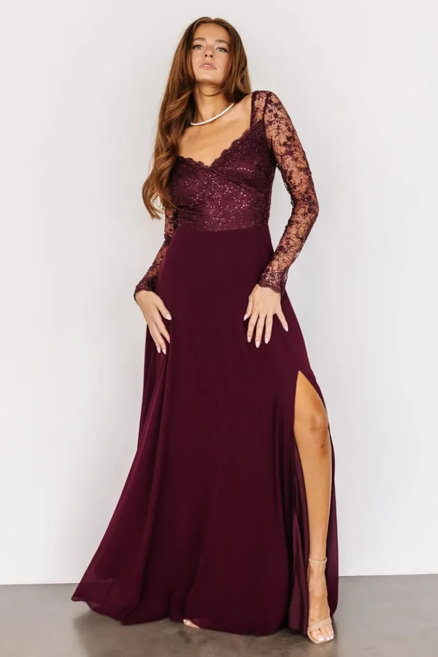 Baltic Born Embellished and Sequined Adalaide Long Sleeve Maxi Dress Mulberry 8211 Women Baltic Born Embellished and Sequined Adalaide Long Sleeve Maxi Dress Mulberry 8211 Women