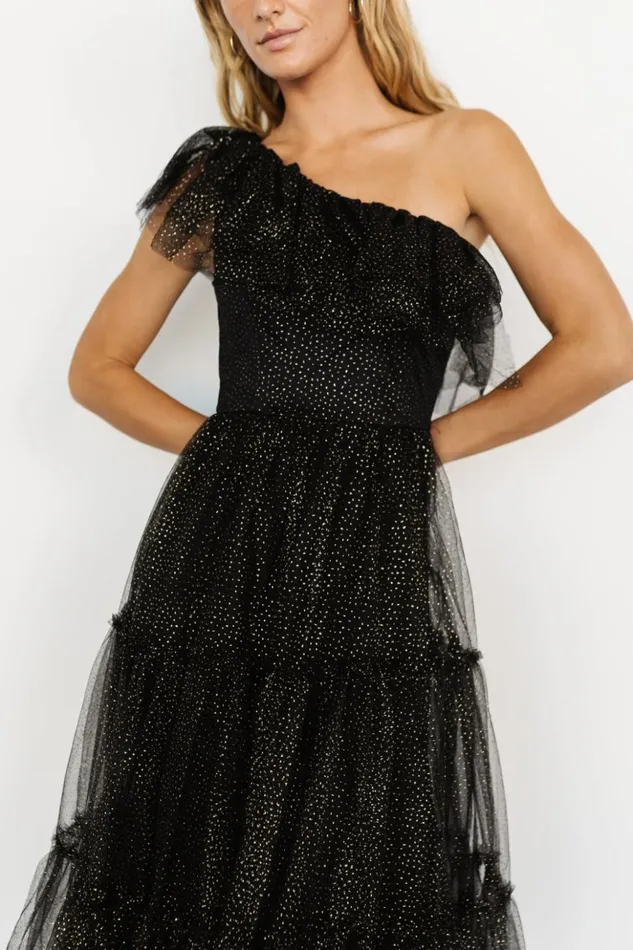 Baltic Born Embellished and Sequined Anessa Tulle Dress Black Gold 8211 Women Baltic Born Embellished and Sequined Anessa Tulle Dress Black Gold 8211 Women