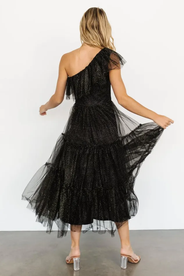 Baltic Born Embellished and Sequined Anessa Tulle Dress Black Gold 8211 Women Baltic Born Embellished and Sequined Anessa Tulle Dress Black Gold 8211 Women