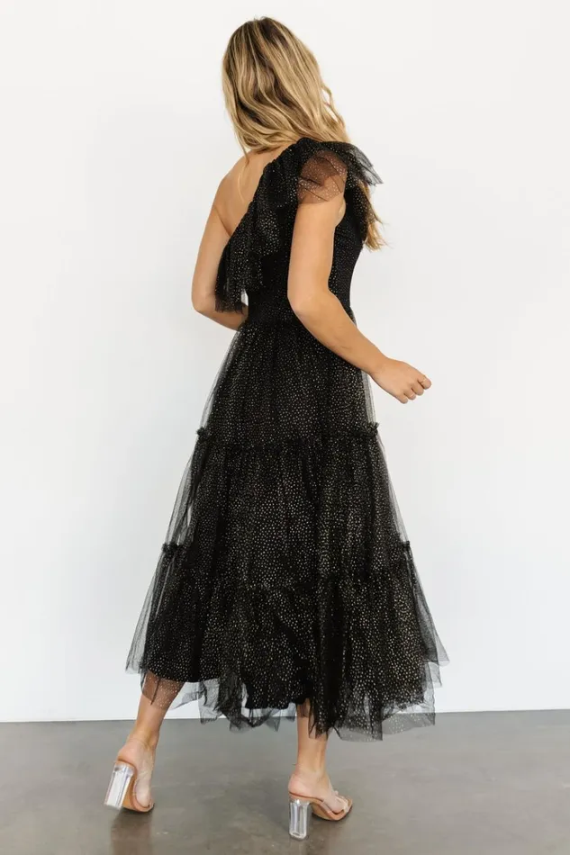 Baltic Born Embellished and Sequined Anessa Tulle Dress Black Gold 8211 Women Baltic Born Embellished and Sequined Anessa Tulle Dress Black Gold 8211 Women