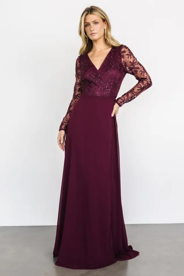 Baltic Born Embellished and Sequined Anna Wrap Maxi Dress Mulberry 8211 Women Baltic Born Embellished and Sequined Anna Wrap Maxi Dress Mulberry 8211 Women