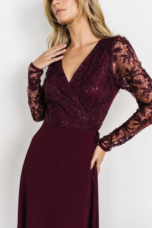 Baltic Born Embellished and Sequined Anna Wrap Maxi Dress Mulberry 8211 Women Baltic Born Embellished and Sequined Anna Wrap Maxi Dress Mulberry 8211 Women